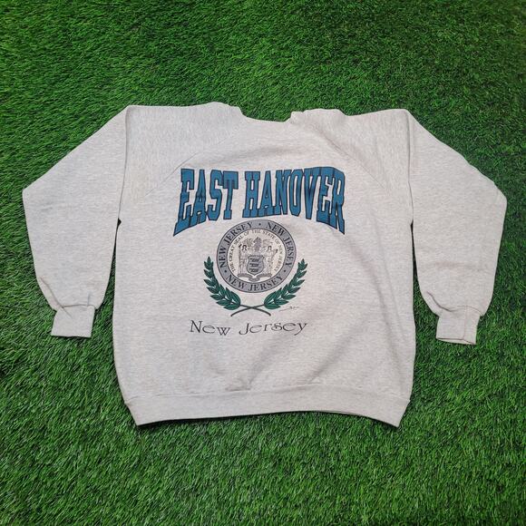 Vintage 1992 Hanes New Jersey Sweatshirt Mens Medium Oversized Cropped - Picture 1 of 6